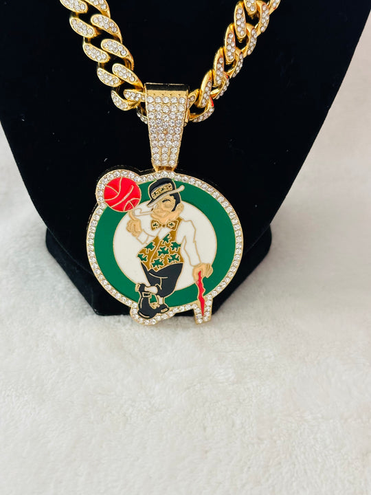 Boston Celtics Large Gold Iced Cuban Chain 20” - EB Sports Championship Rings