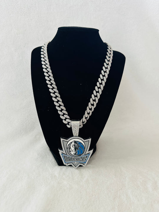 Dallas Mavericks silver Iced Cuban Chain 24”, US SHIP