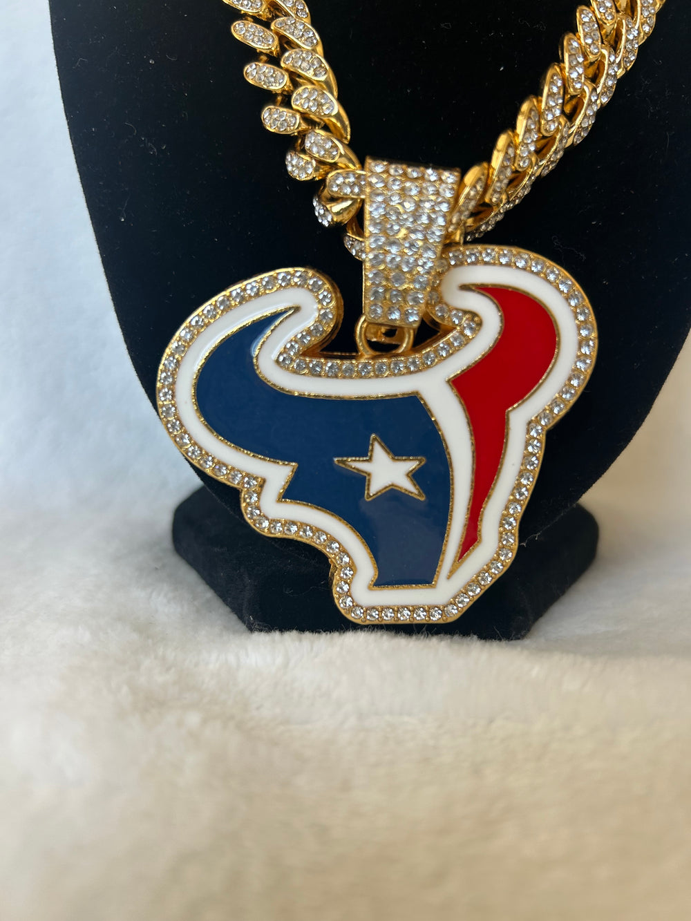 Houston Texans Men’s Large Gold Iced Cuban Chain 24” - EB Sports Championship Rings