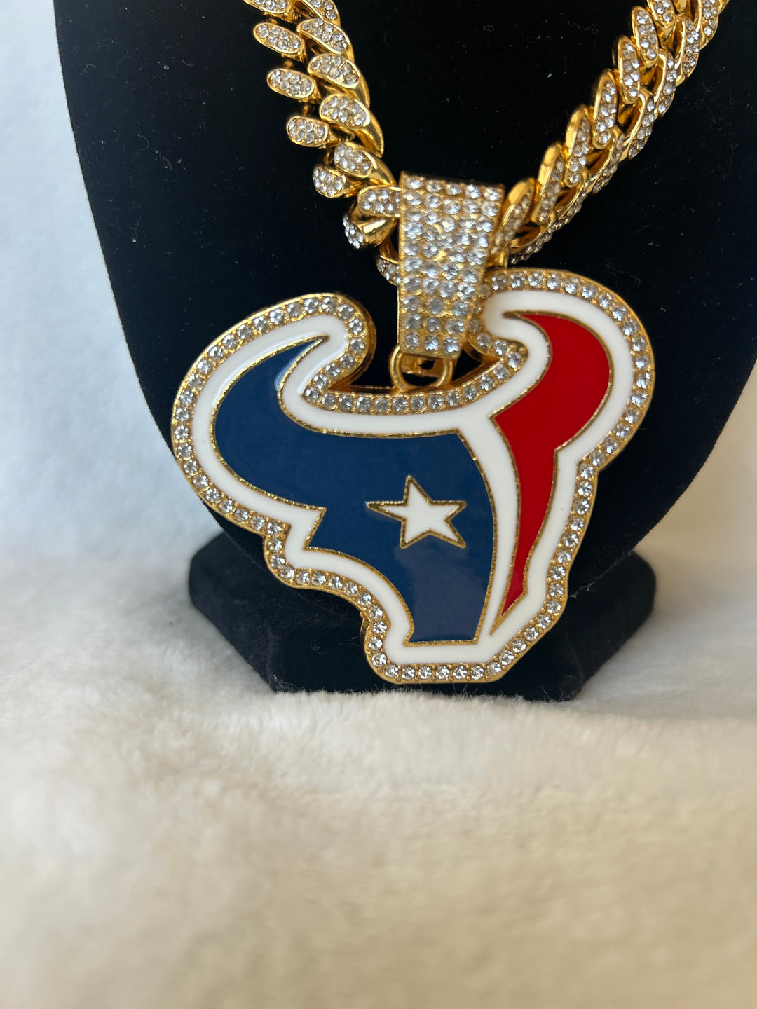 Houston Texans Men’s Large Gold Iced Cuban Chain 24” - EB Sports Championship Rings