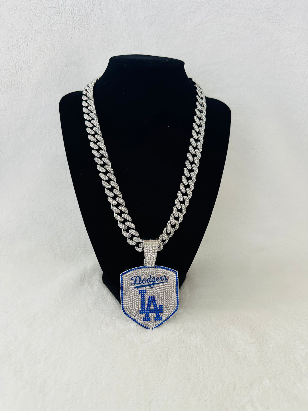 LA Dodgers Silver Iced Cuban Chain 24”, US SHIP - EB Sports Championship Rings