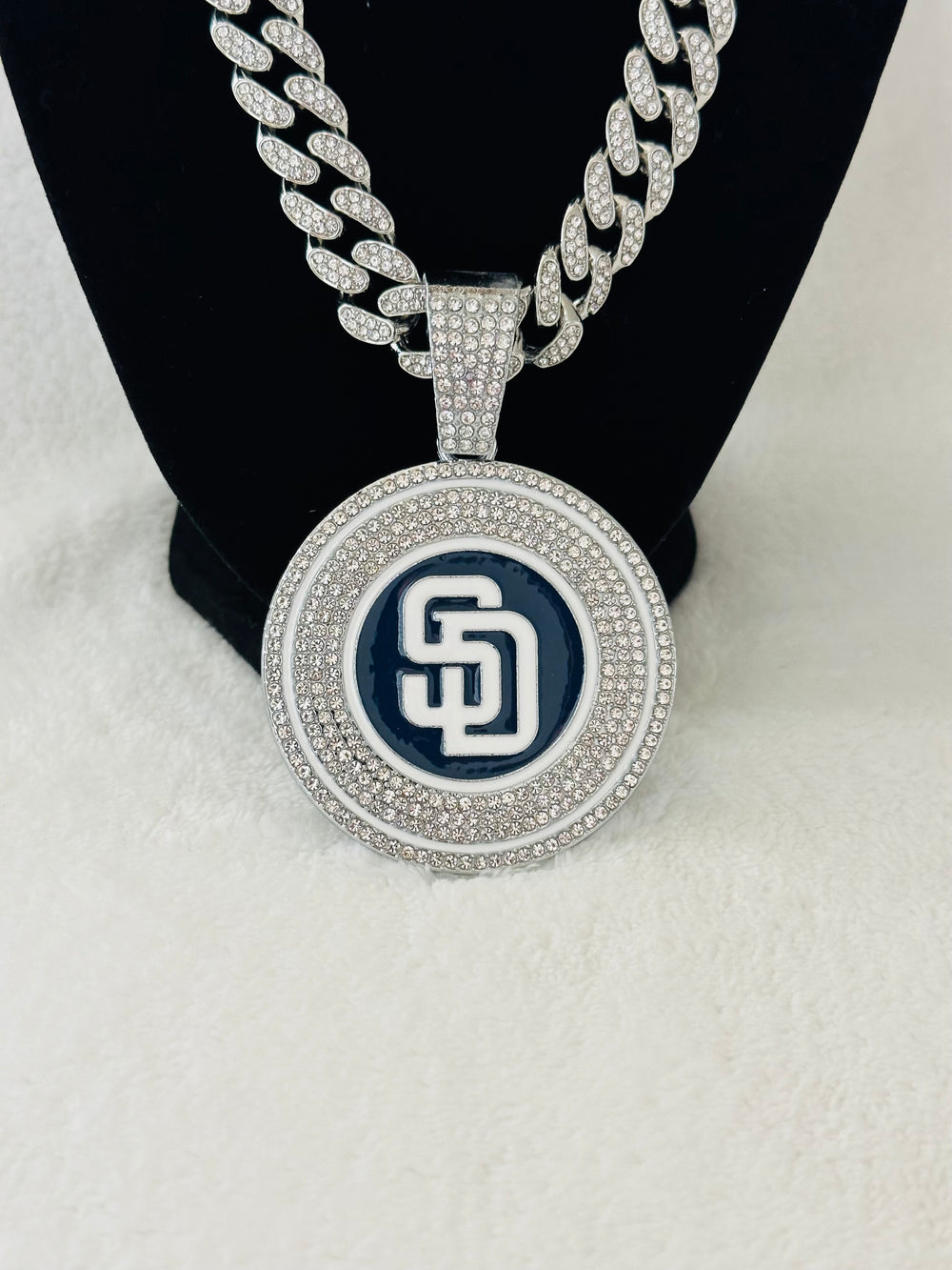 San Diego Padres Silver Iced Cuban Chain 24”, US SHIP - EB Sports Championship Rings