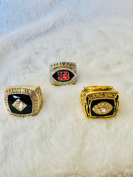 3 PCS Cincinnati Bengals AFC Championship Ring SET W Case, US SHIP. 1981/88/2021
