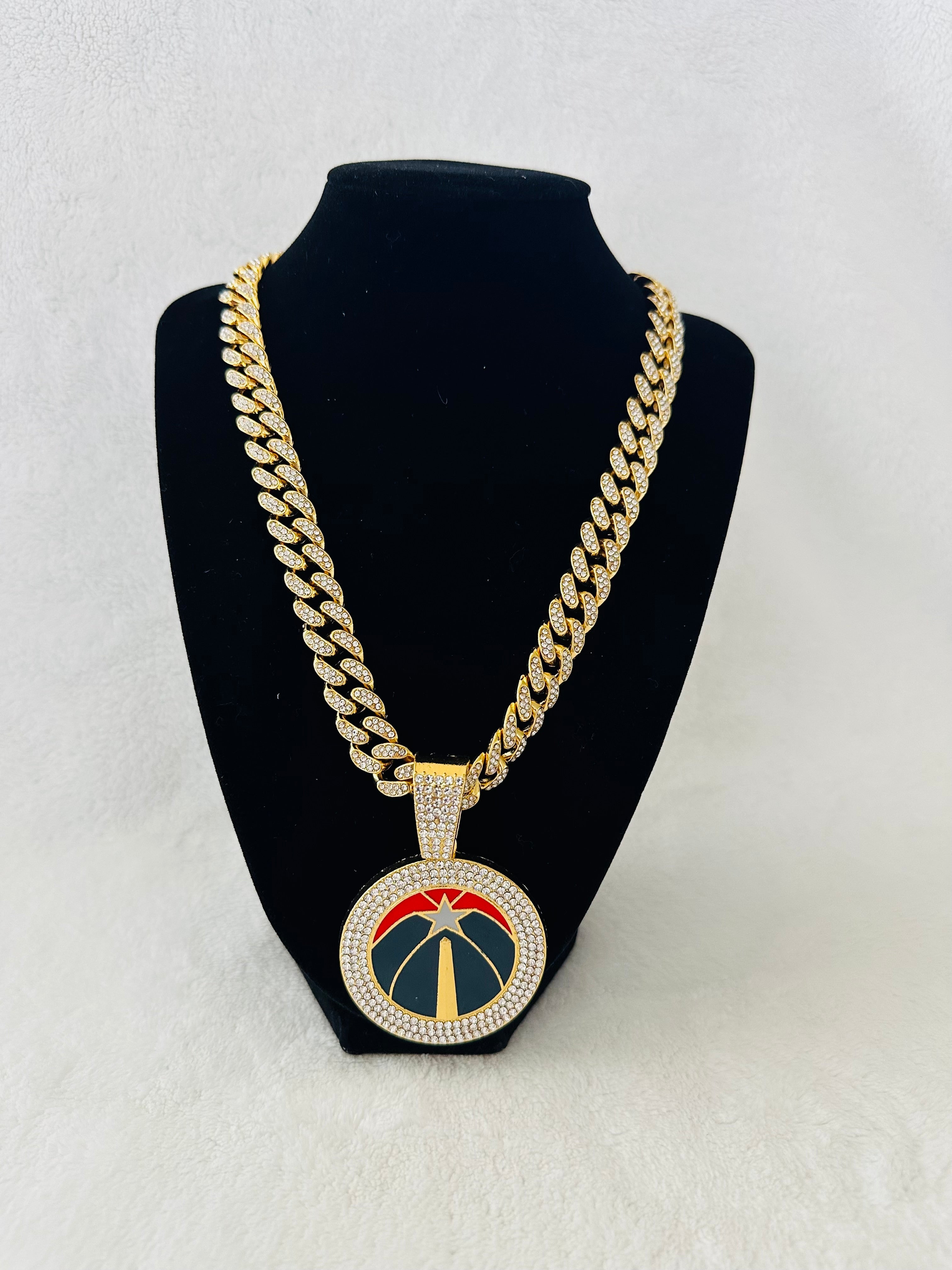 Washington Wizards Gold Iced Cuban Chain 24”, US SHIP - EB Sports Championship Rings