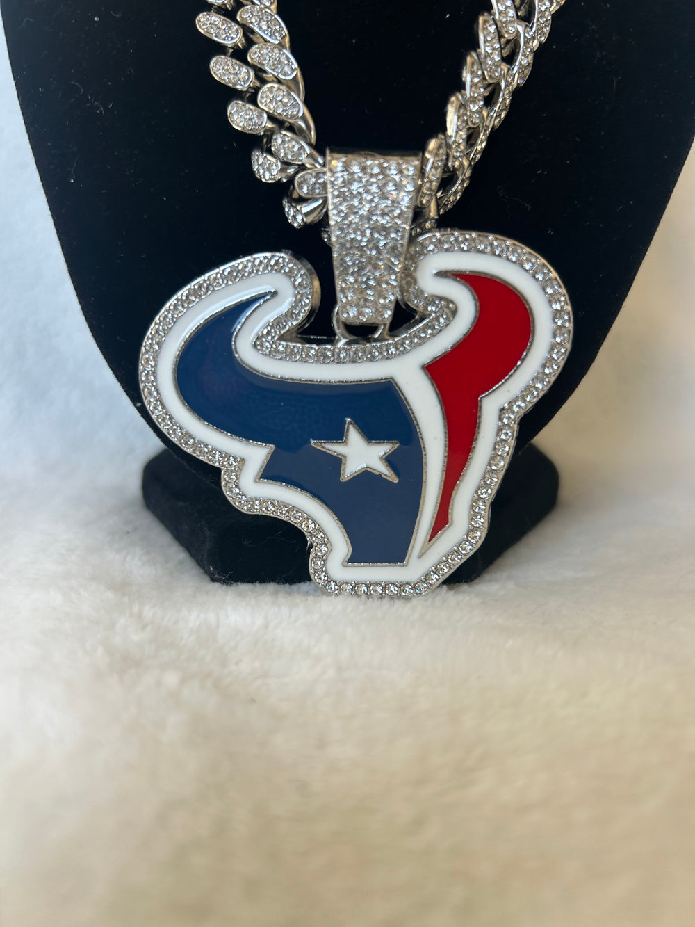 Houston Texans Men’s Large Silver Iced Cuban Chain 24” - EB Sports Championship Rings