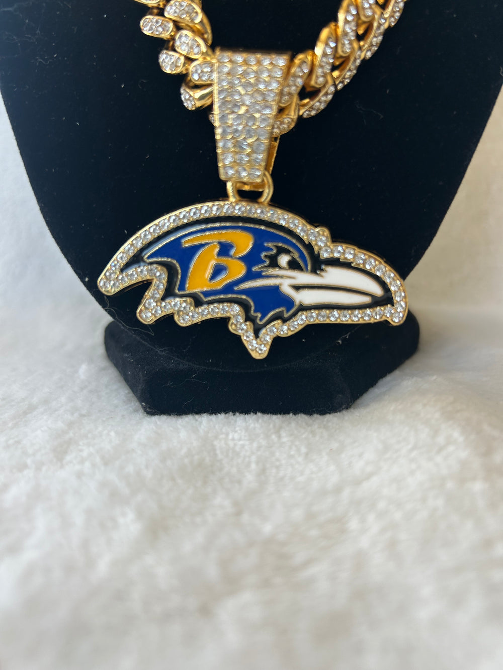 Baltimore Ravens Men’s Large Gold Iced Cuban Chain 24”, US SHIP