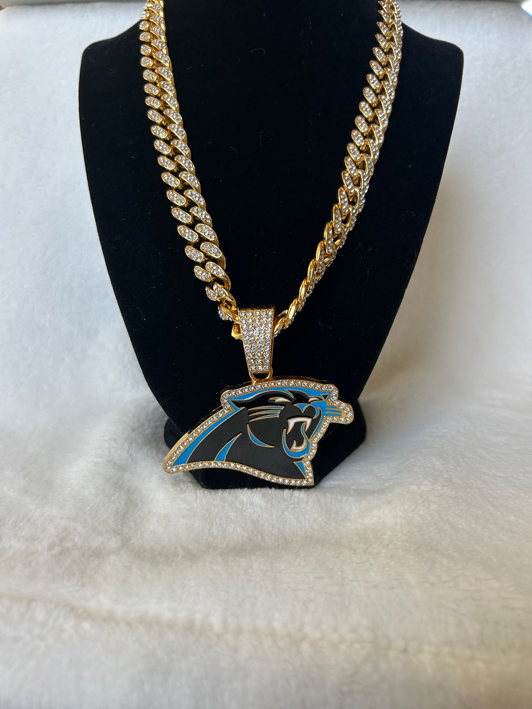 Carolina Panthers Men’s Large Gold Iced Cuban Chain 24”, US SHIP - EB Sports Championship Rings