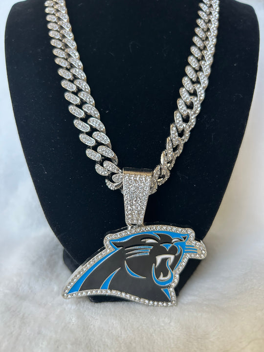 Carolina Panthers Men’s Large Silver Iced Cuban Chain 24”, US SHIP - EB Sports Championship Rings