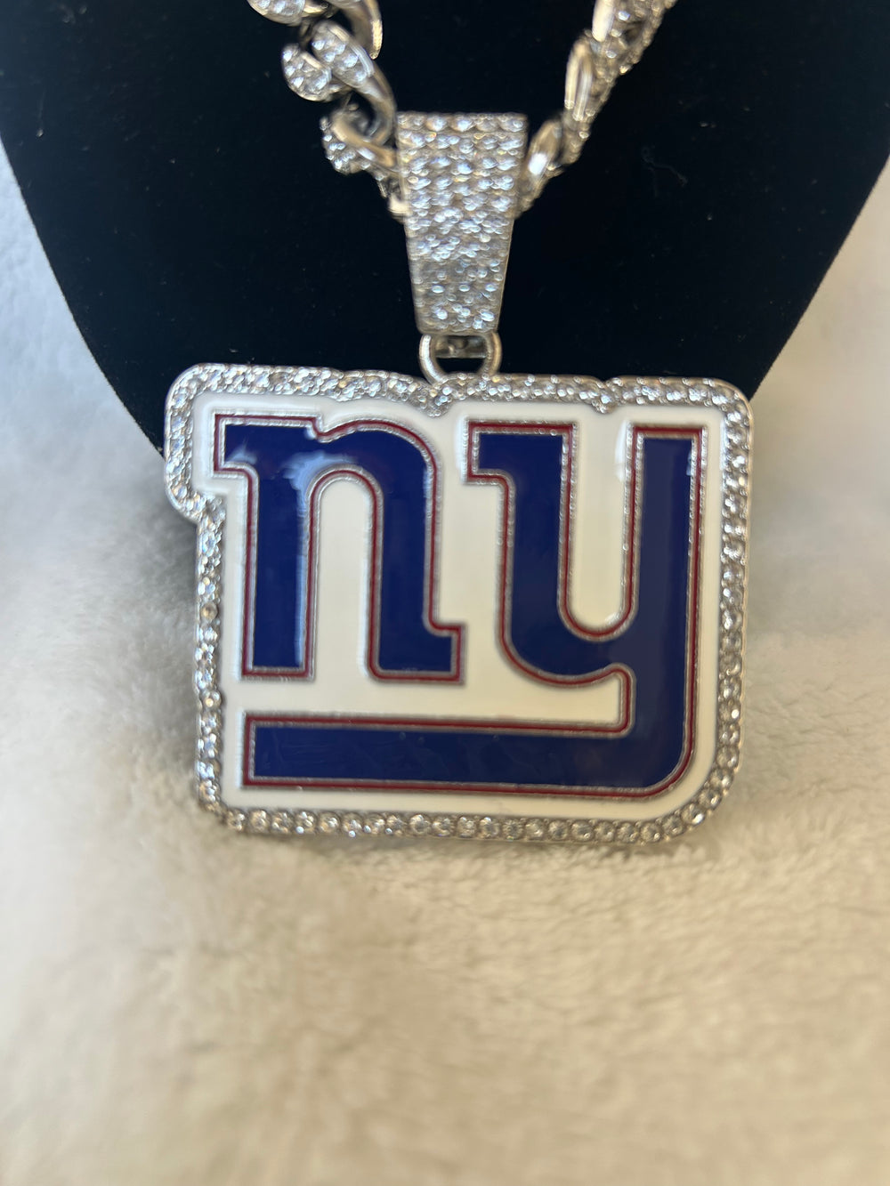 New York Giants Men’s Large Silver Iced Cuban Chain 24”, US SHIP