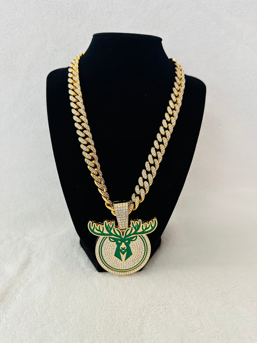 Milwaukee Bucks Large Gold Iced Cuban Chain 20”