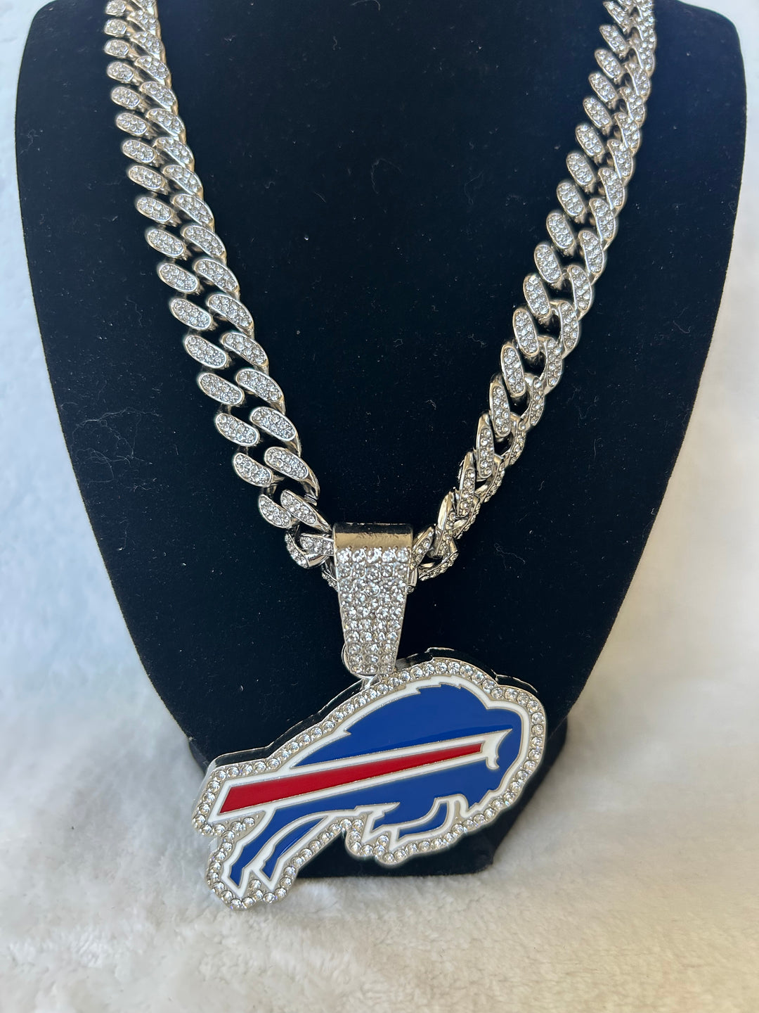 Buffalo Bills Men’s Large Silver Iced Cuban Chain 24”, US SHIP - EB Sports Championship Rings