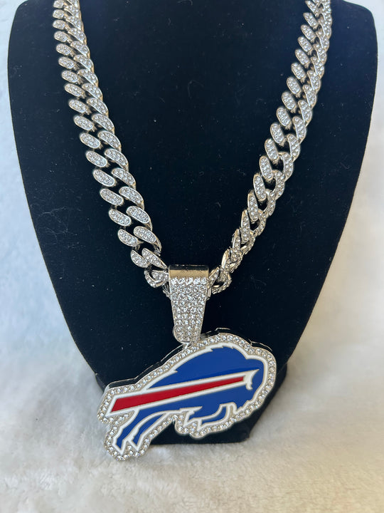 Buffalo Bills Men’s Large Silver Iced Cuban Chain 24”, US SHIP - EB Sports Championship Rings
