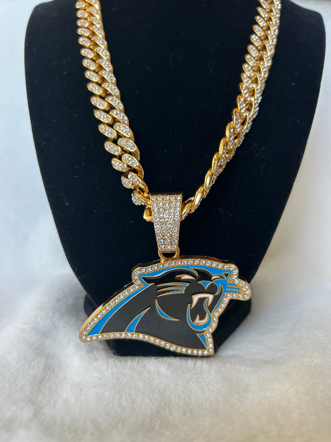 Carolina Panthers Men’s Large Gold Iced Cuban Chain 24”, US SHIP - EB Sports Championship Rings