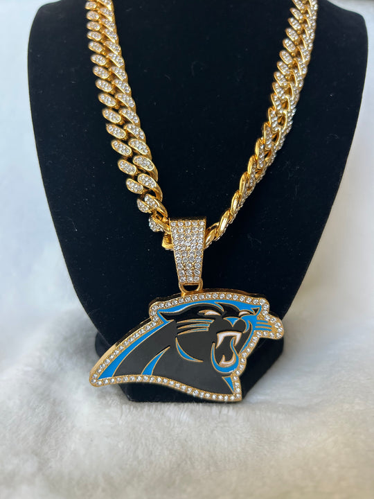 Carolina Panthers Men’s Large Gold Iced Cuban Chain 24”, US SHIP - EB Sports Championship Rings