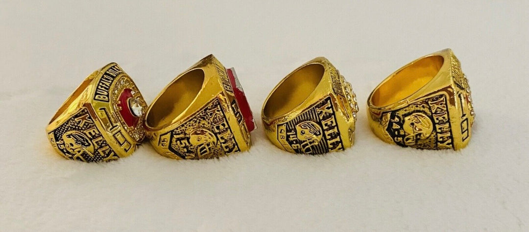 4 PCS Buffalo Bills AFC Championship Ring Set, US Ship 1990-93 - EB Sports Championship Rings