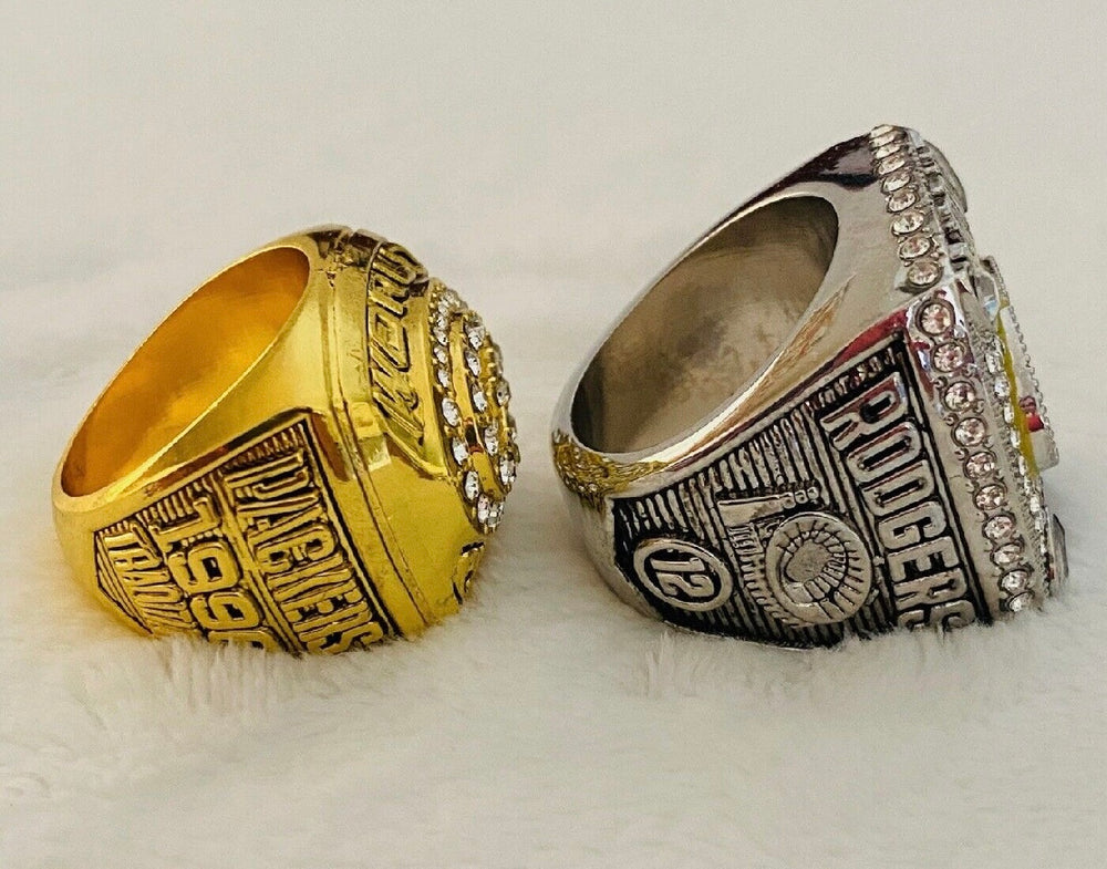 2PCS Green Bay Packers Championship Replica Ring SET, US SHIP. 1996/2010