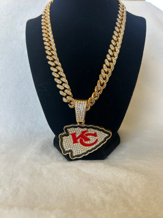 Kansas City Chiefs Men’s Large Gold Iced Cuban Chain 24” - EB Sports Championship Rings
