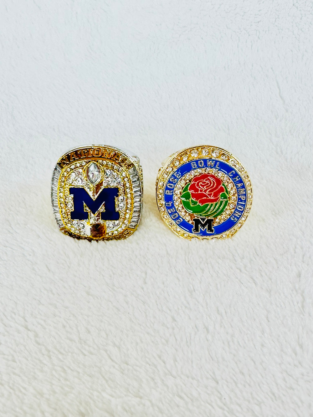 2 PCS 2024 Michigan Wolverines National Championship Ring Set W Box, US SHIP - EB Sports Championship Rings