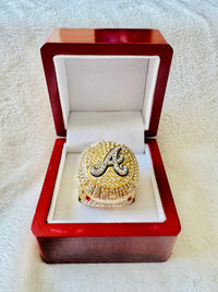 2021 Atlanta Braves World Series Champion Ring W Box, top pops open