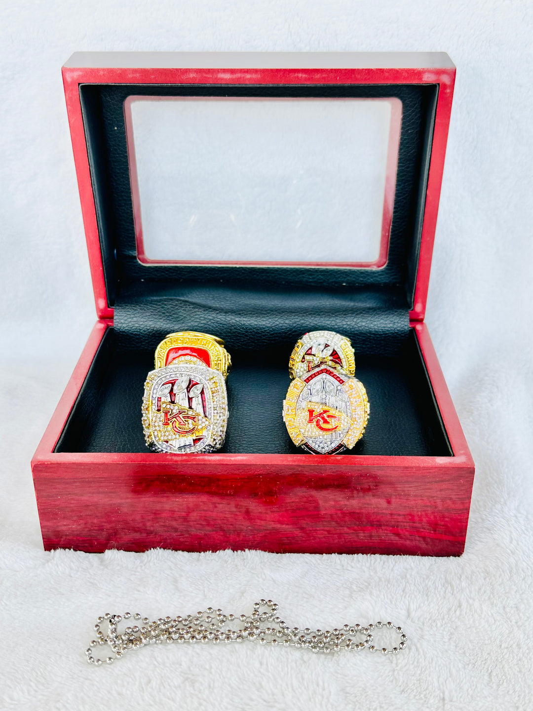 4 PCS Kansas City Chiefs Super Bowl Ring Set W Box, Mahomes, US SHIP 1969, 2019, 2023, 2024 New - EB Sports Championship Rings