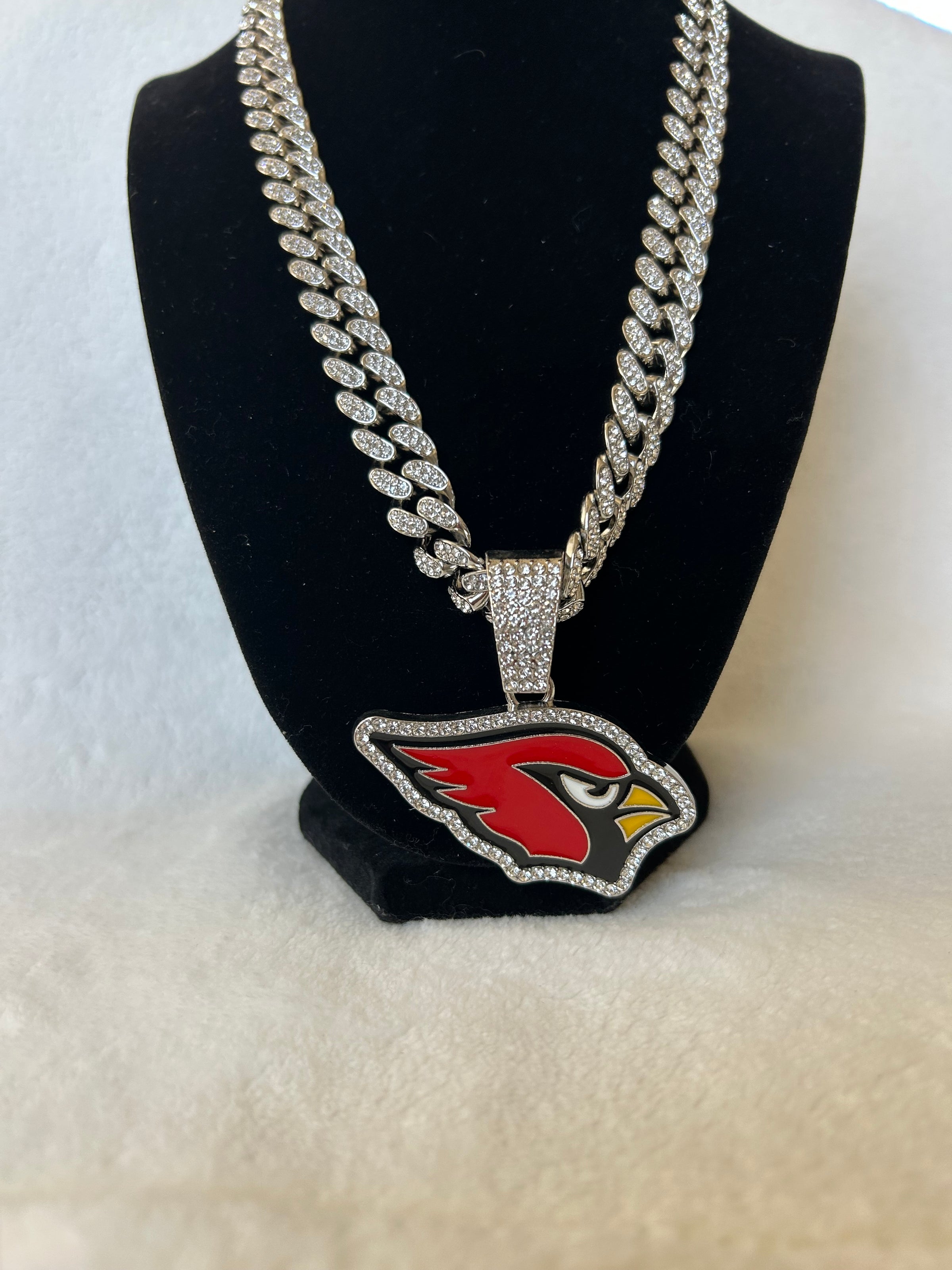 Arizona Cardinals men’s Large Silver Iced Cuban Chain 24”, US SHIP - EB Sports Championship Rings
