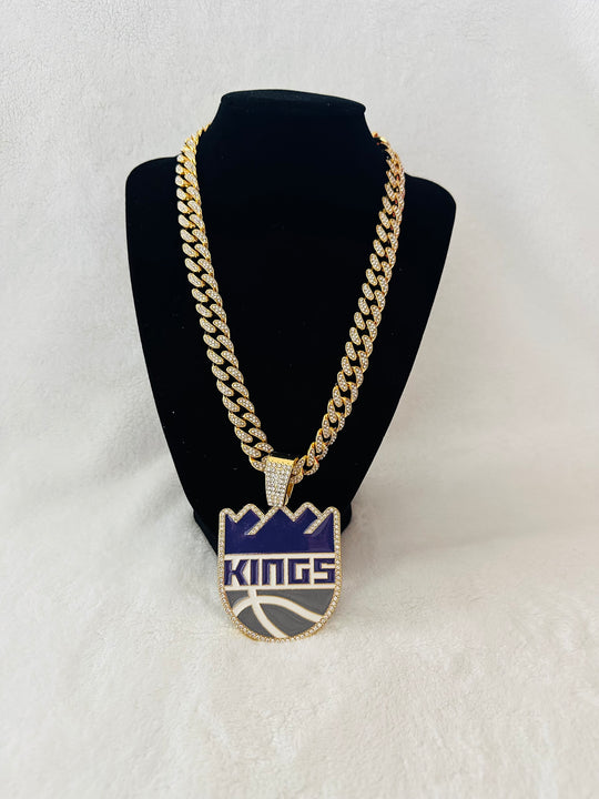 Sacramento Kings Gold Gold Iced Cuban Chain 24, US SHIP - EB Sports Championship Rings