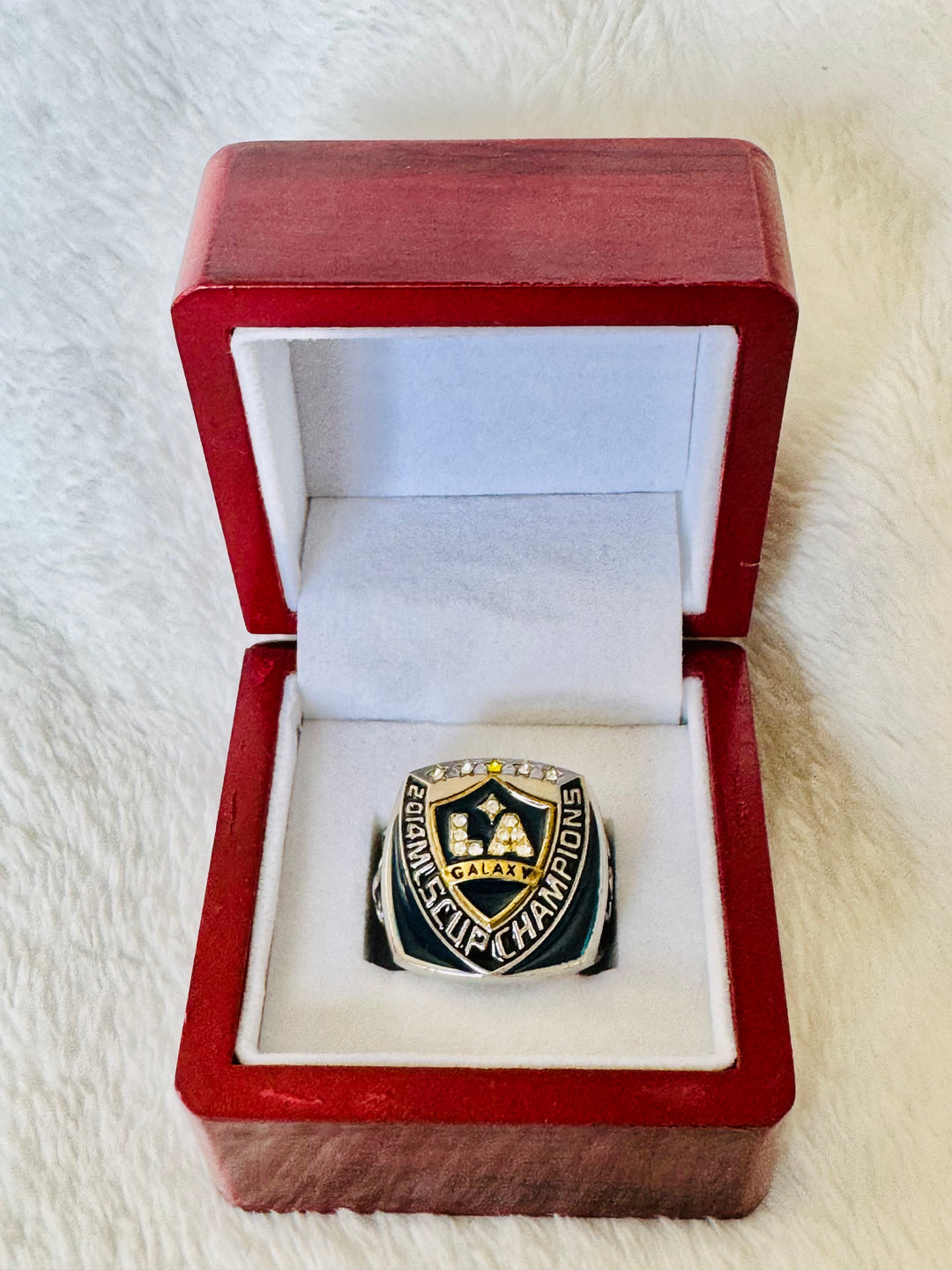 2014 MLS Cup LA Galaxy Championship Replica Ring with box, Stadium Giveaway - EB Sports Championship Rings