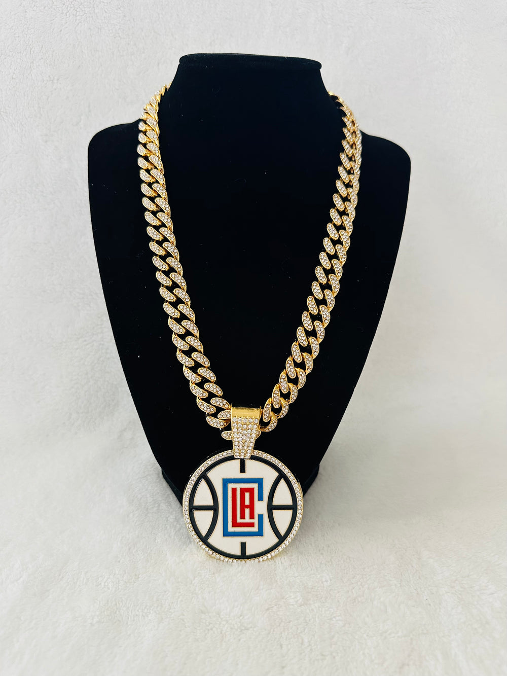 LA Clippers Gold Iced Cuban Chain 24”, US SHIP - EB Sports Championship Rings