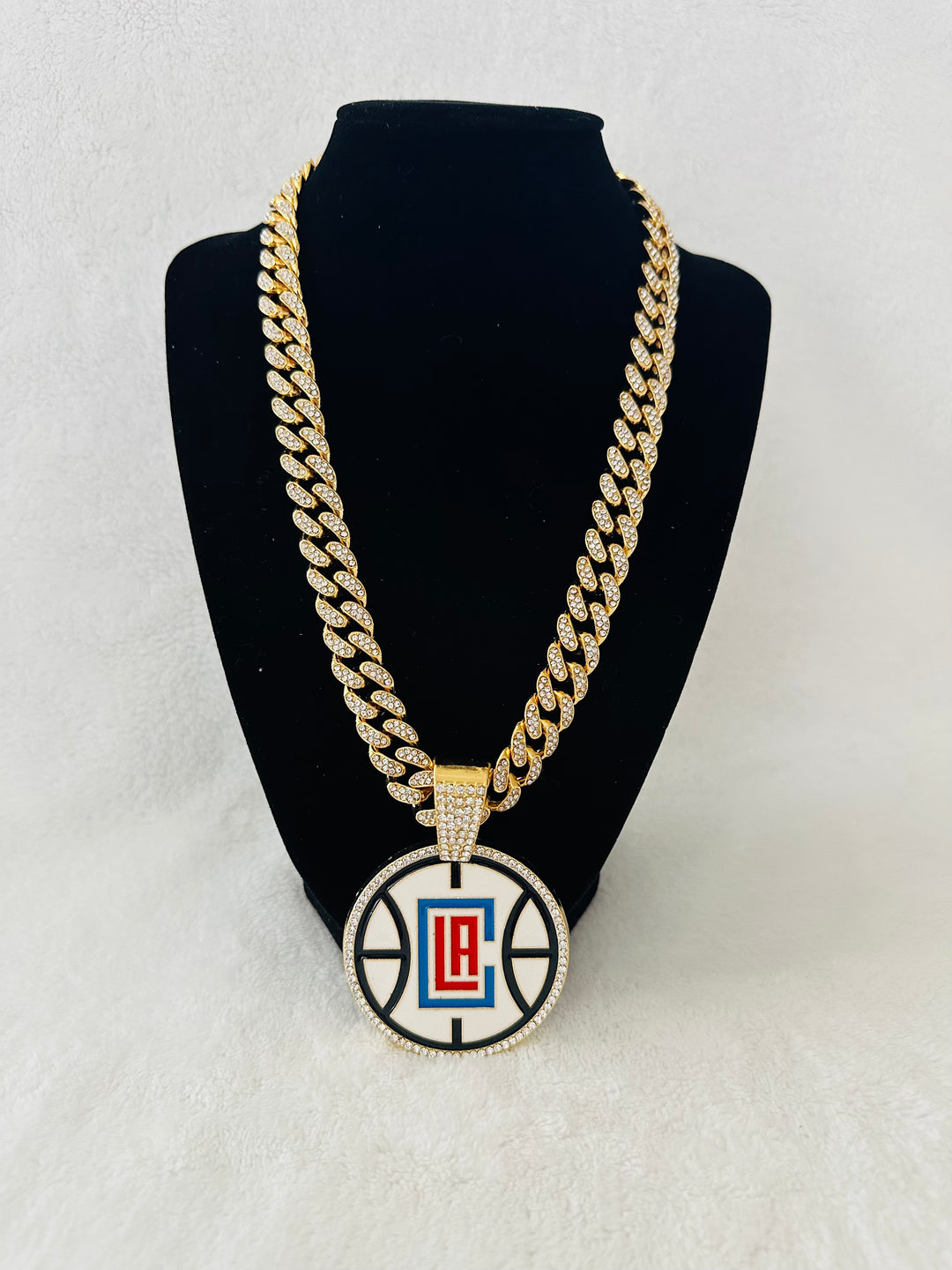 LA Clippers Gold Iced Cuban Chain 24”, US SHIP - EB Sports Championship Rings
