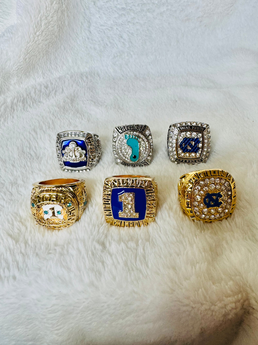 6 PCS North Carolina Tarheels Brass Championship Ring W box, US Ship 1982-2022