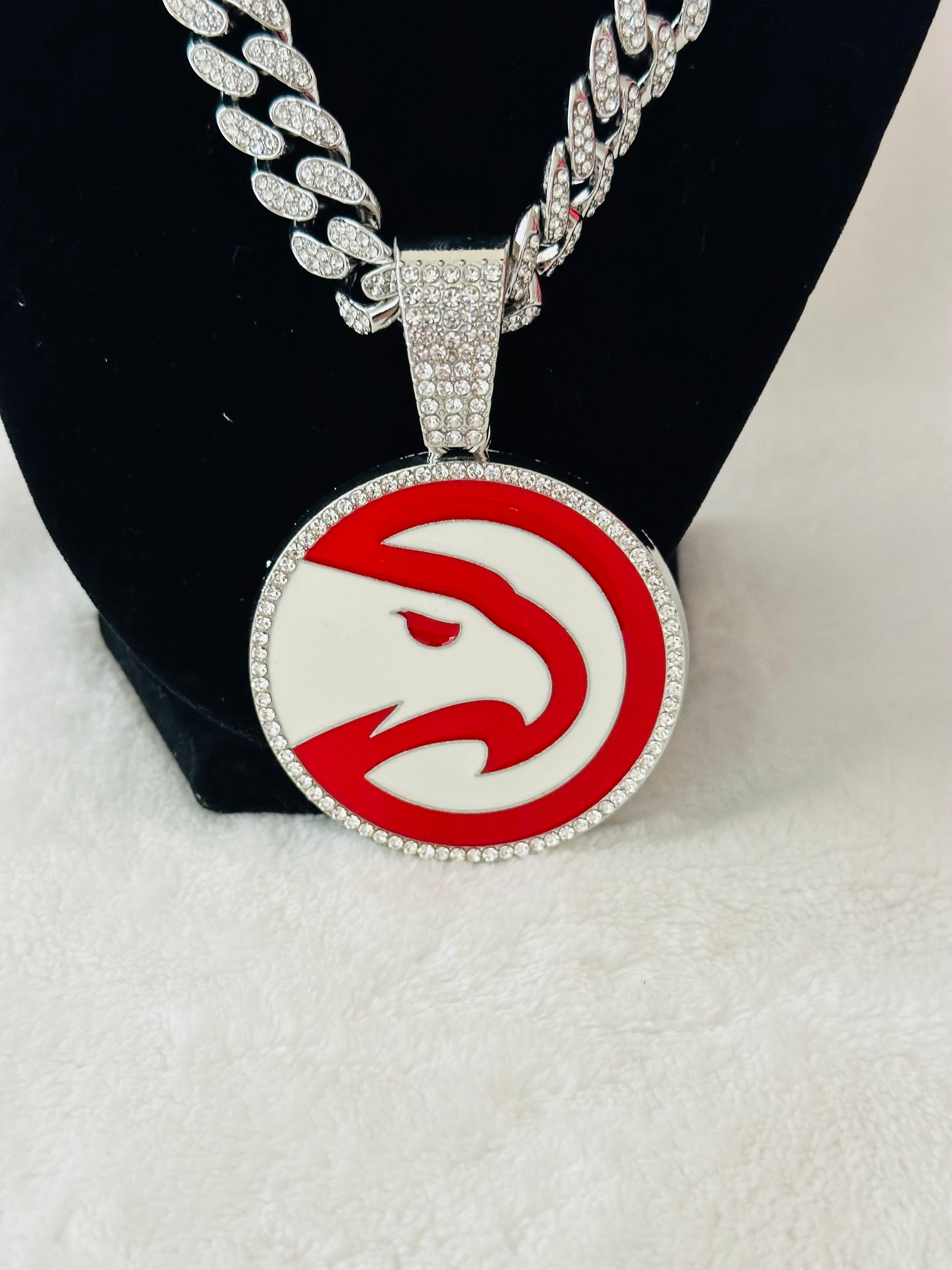 Atlanta Hawks Large Silver Iced Cuban Chain 20” - EB Sports Championship Rings
