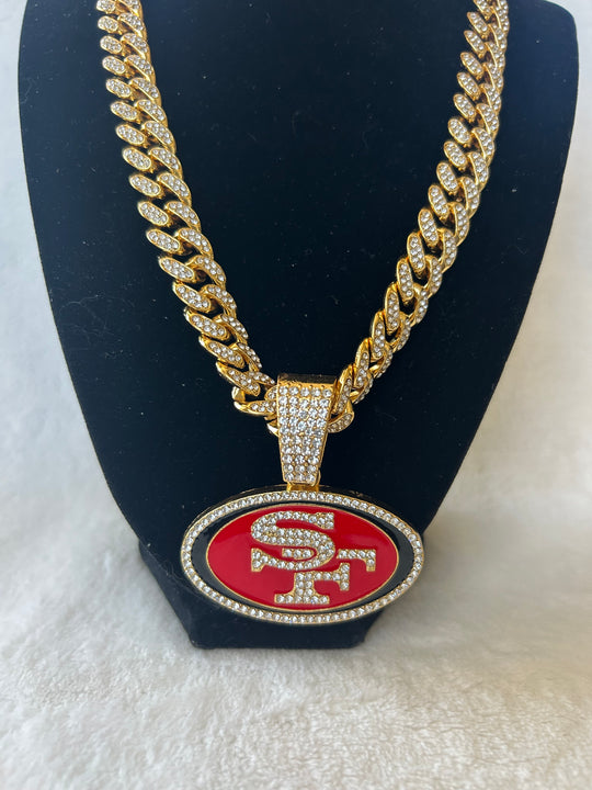 San Francisco 49ers Men’s Large Gold Iced Cuban Chain 24”, US SHIP - EB Sports Championship Rings