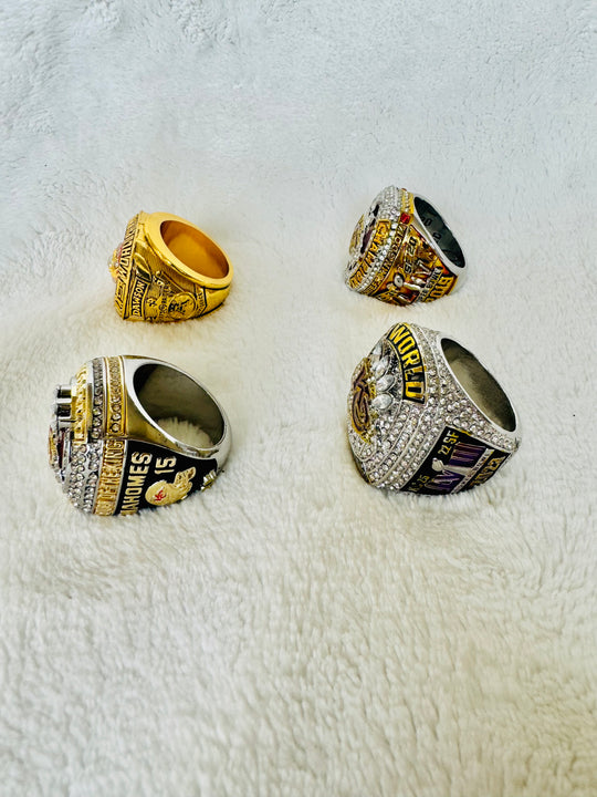 4 PCS Kansas City Chiefs Super Bowl Ring Set, Mahomes, US SHIP 1969, 2019, 2023, 2024 - EB Sports Championship Rings