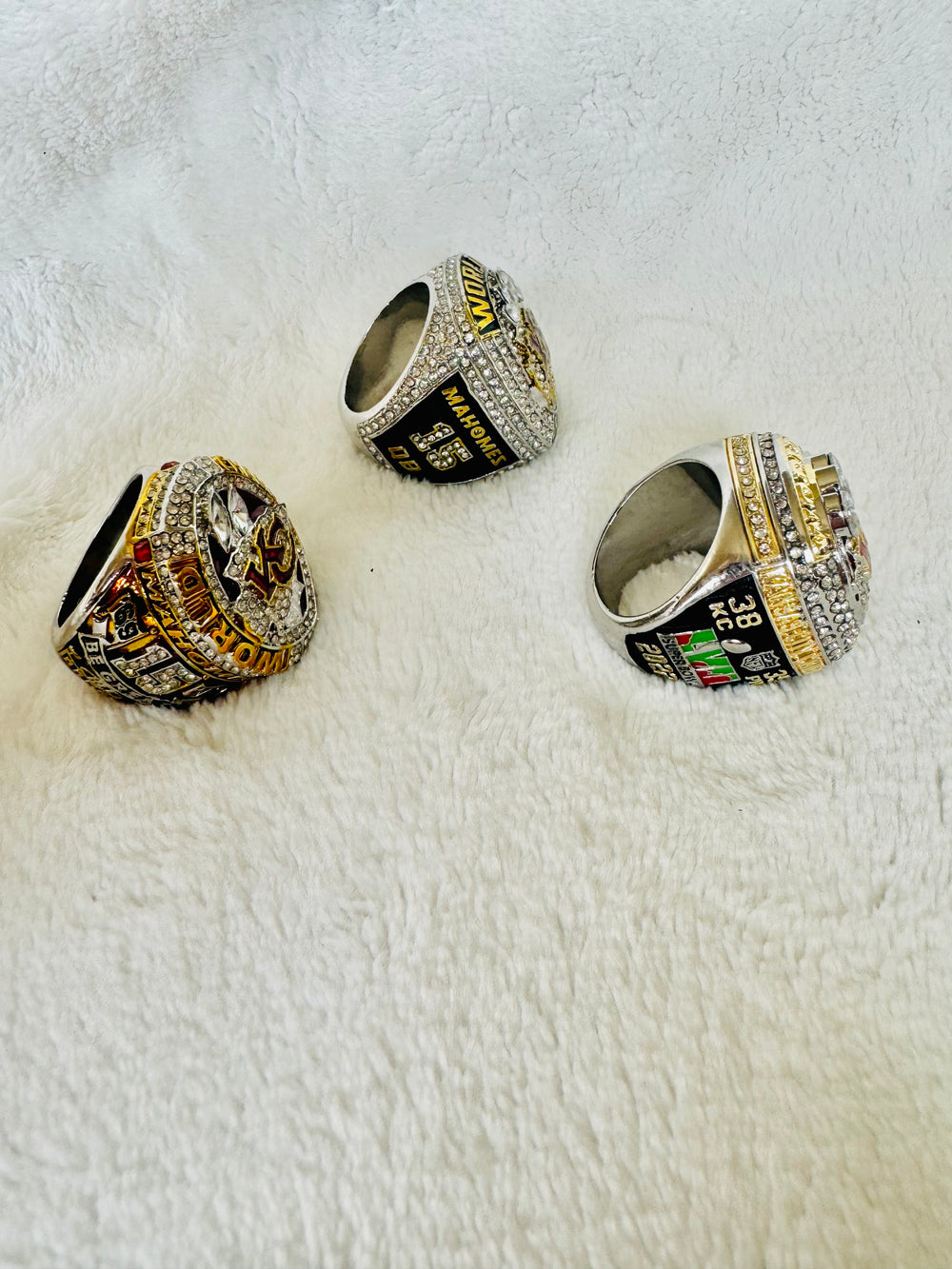 3 PCS Kansas City Chiefs Super Bowl Ring Set, Mahomes, US SHIP 2019, 2023, 2024 - EB Sports Championship Rings