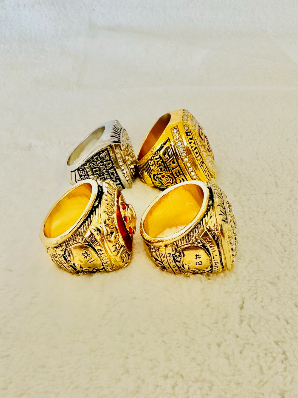 4 PCS USC Trojans 18k GP Brass Championship Ring Set, 1974-2016 - EBSports Championship Rings