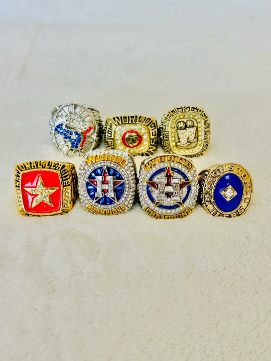 7 Pcs Houston Ultimate Championship Ring Se, NFL MLB NBA - EBSports Championship Rings
