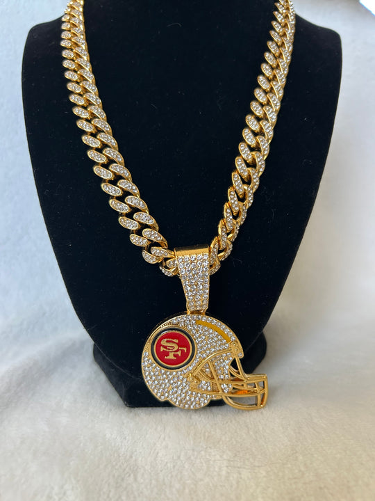 San Francisco 49ers Men’s Large Gold Iced Cuban Chain 24” - EB Sports Championship Rings