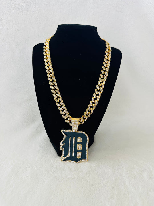 Detroit Tigers gold Iced Cuban Chain 24”, US SHIP - EB Sports Championship Rings