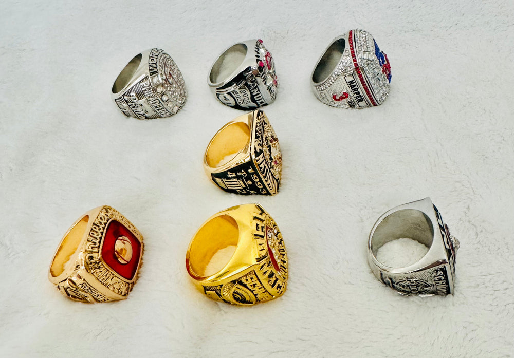 7 Pcs Philadelphia Phillies Complete Ring Set 1950-2022 - EB Sports Championship Rings