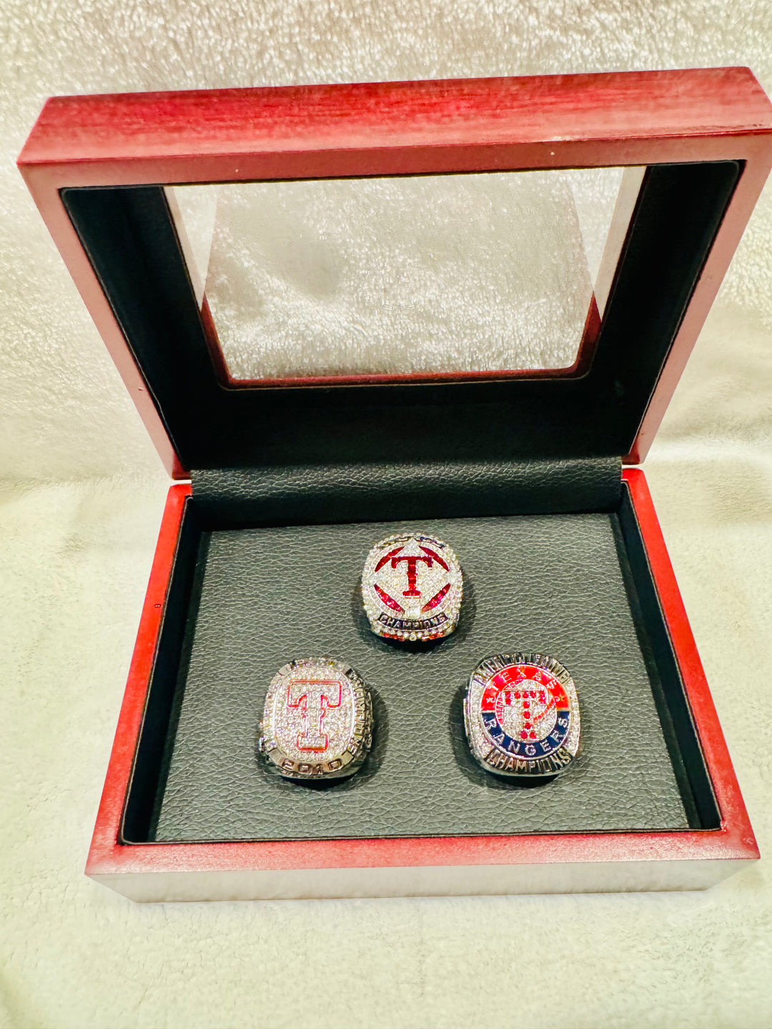 TEXAS RANGERS Championship RING Set W Box 2010/2011/2023 - EB Sports Championship Rings