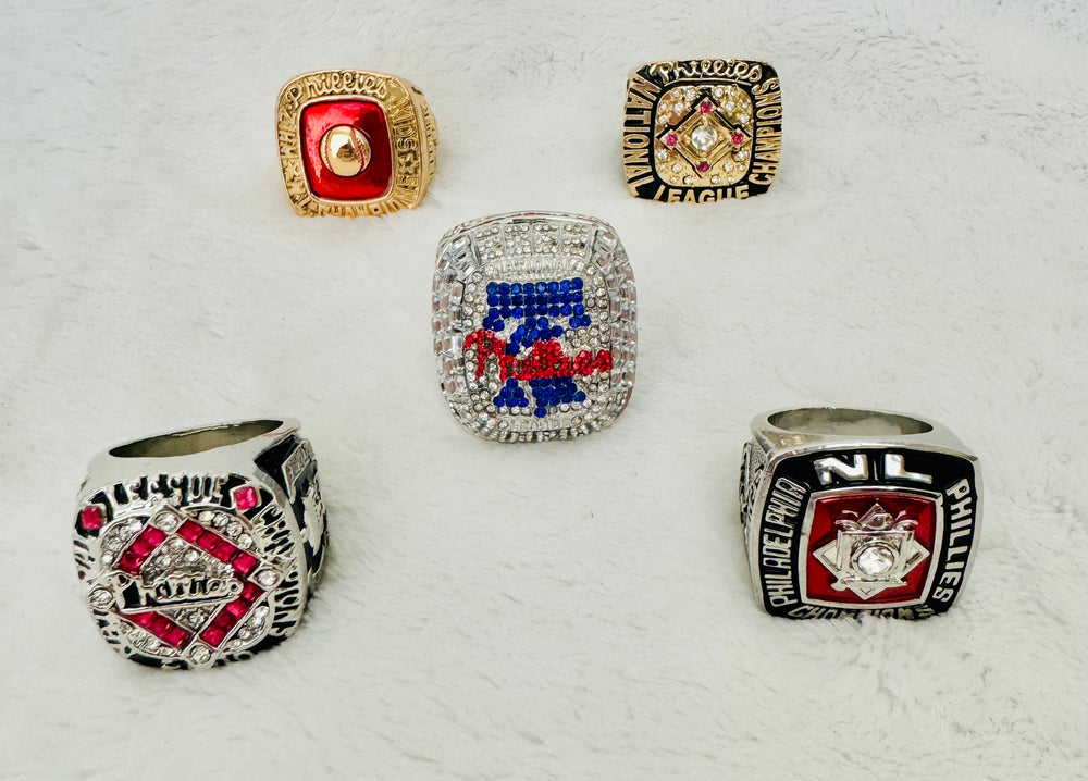 5 Pcs Philadelphia Phillies National League Ring Set With Box 1950-2022 - EB Sports Championship Rings