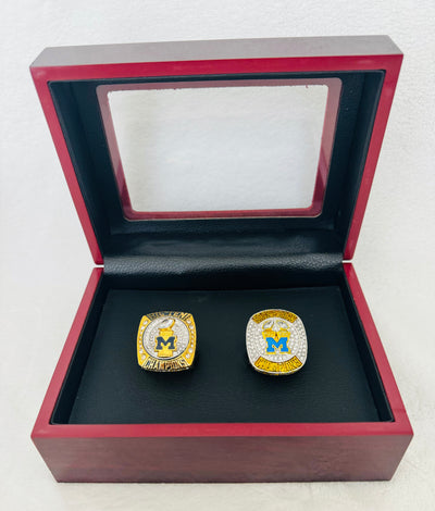 2 PCS Michigan Wolverines Replica Championship Ring W Box, US SHIP 2021/2022 - EB Sports Championship Rings