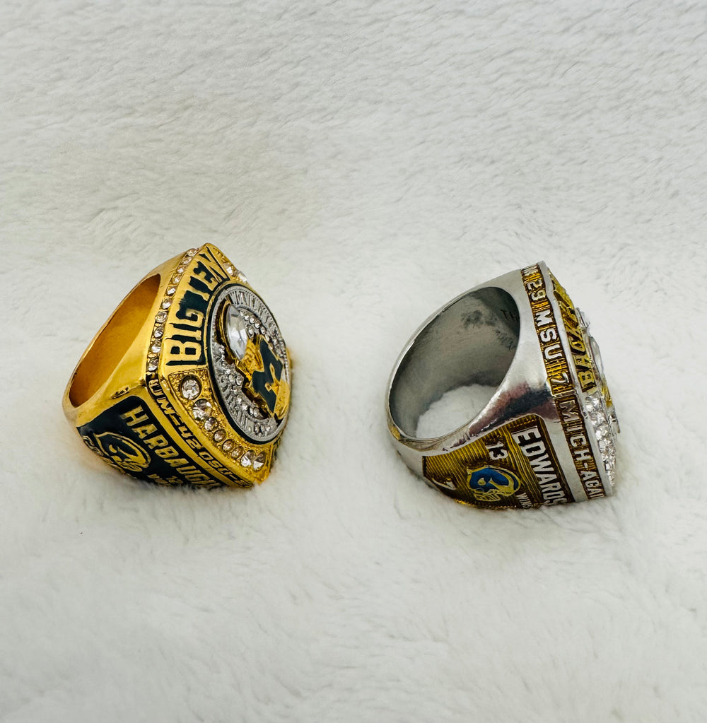 2 PCS Michigan Wolverines Replica Championship Ring, US SHIP 2021/2022 - EB Sports Championship Rings