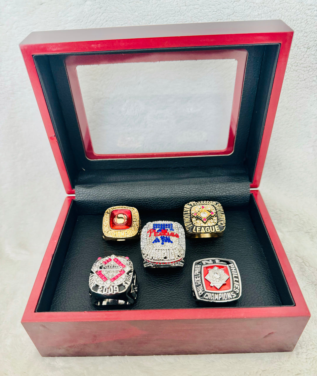 5 Pcs Philadelphia Phillies National League Ring Set With Box 1950-2022 - EB Sports Championship Rings