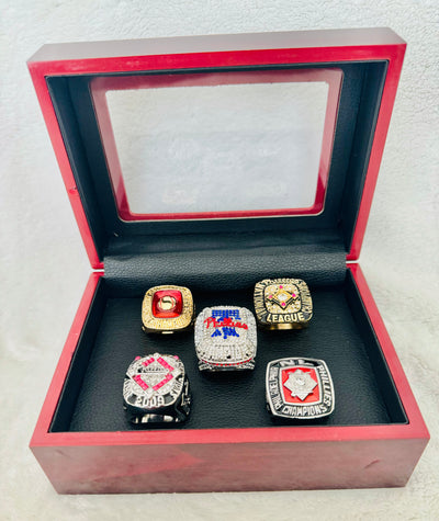 5 Pcs Philadelphia Phillies National League Ring Set With Box 1950-2022 - EB Sports Championship Rings