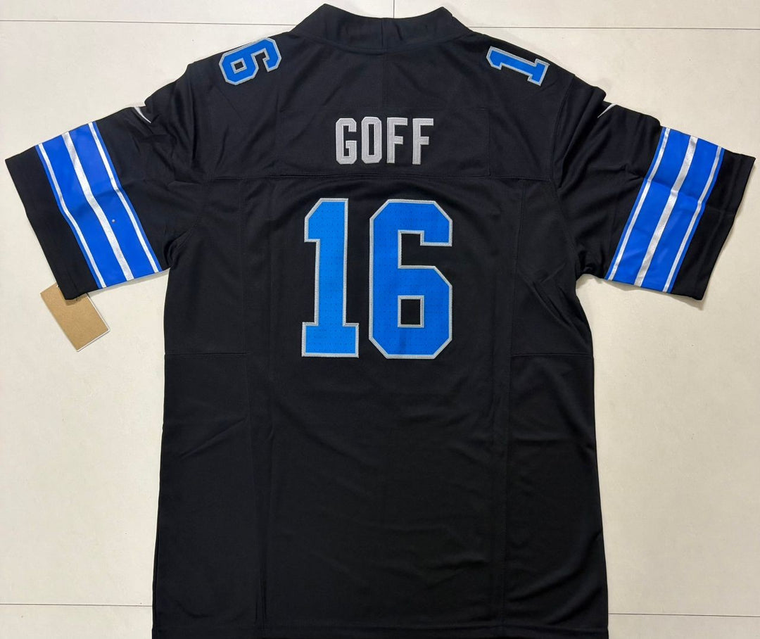 Jared Goff #16 Detroit Lions White Black Stitched Jersey, Carry L and XL