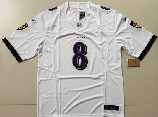 Lamar Jackson Baltimore Ravens Nike Stitched White Jersey, Carry L and XL