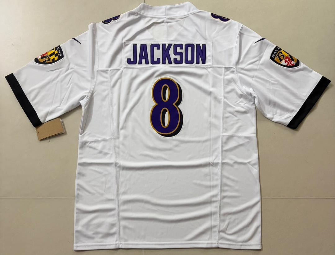 Lamar Jackson Baltimore Ravens Nike Stitched White Jersey, Carry L and XL