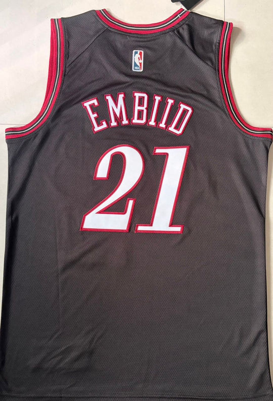 Philadelphia 76ers #21 Joel Embiid Nike Stitched Black Jersey Large and XL