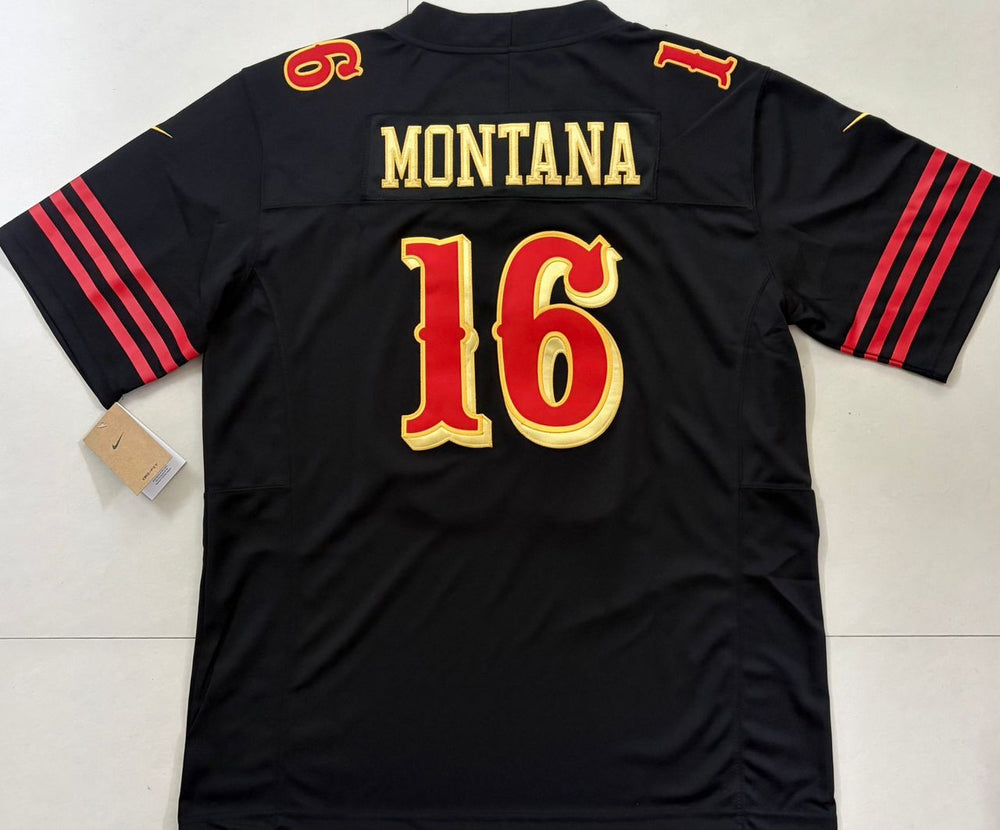 Joe Montana San Francisco 49ers Nike Stitched Black Faithful Jersey, Carry L and XL (RARE)